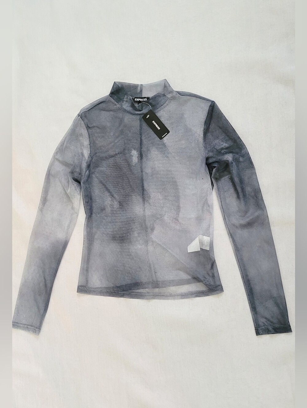 NWT! Express Fall Sheer Top Tie Dye Mesh Women's Long Sleeve Y2k Blouse Small